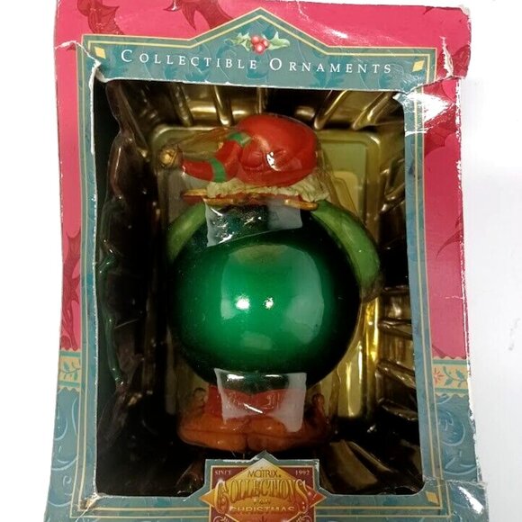 Vintage 90s Matrix Industries Santa Elf Bauble Decoupage Christmas Ornament NEW - Picture 2 of 7